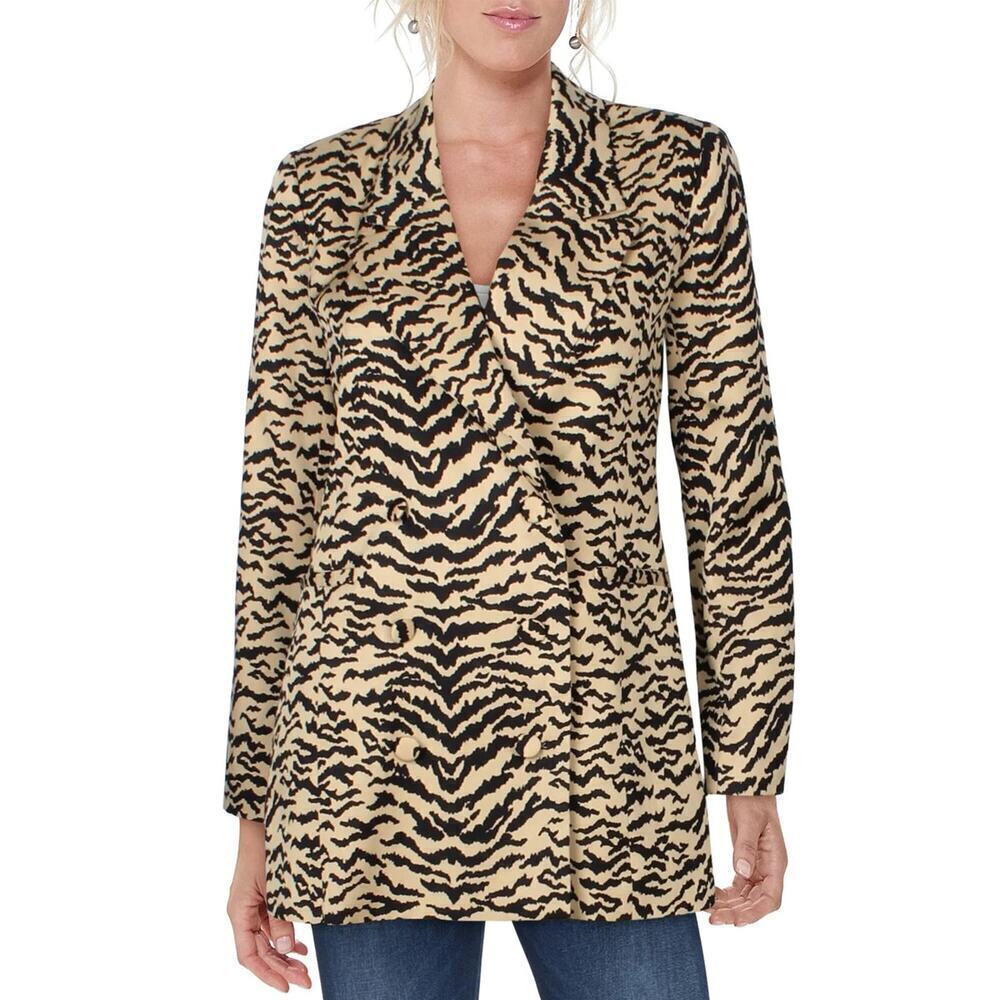 SOLD!!! Good American Tiger Animal Print Double Breasted Blazer Size S